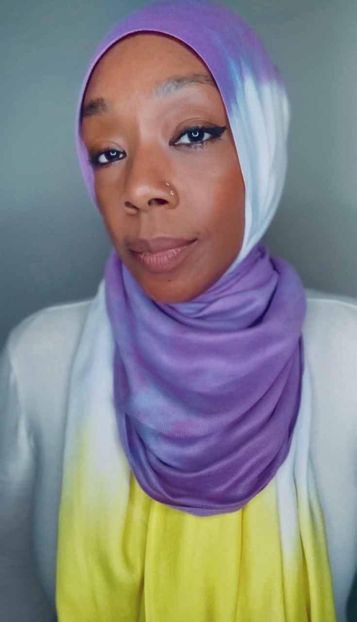 Yellow, White & Purple Ombre Hand-Dyed Shawl Scarf Hijab — 72" x 28" with Fringe