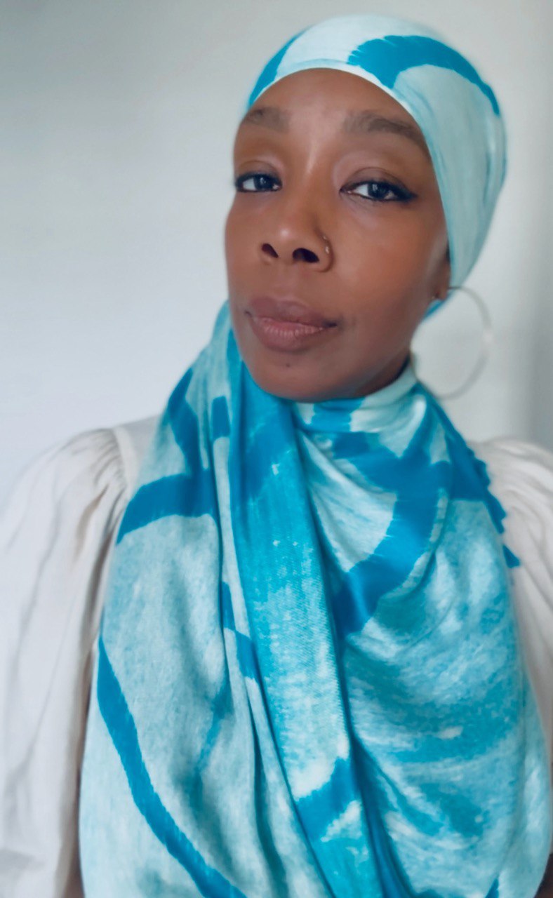 Turquoise, Off White & Light Turquoise Hand-Dyed Shawl Scarf Hijab — 72" x 28" with Fringe