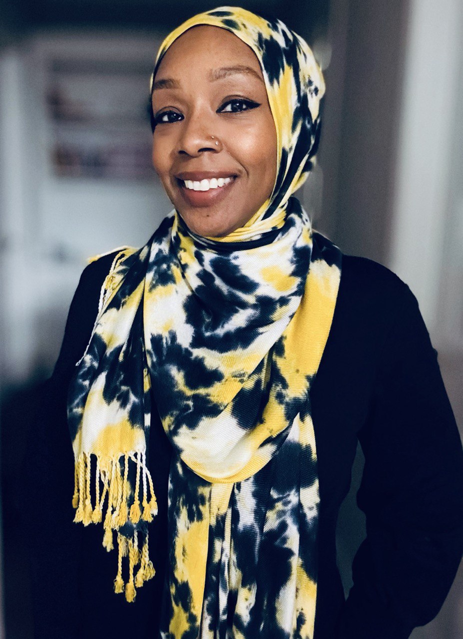 Black, White & Yellow Hand-Dyed Shawl Scarf Hijab — 72" x 28" with Fringe