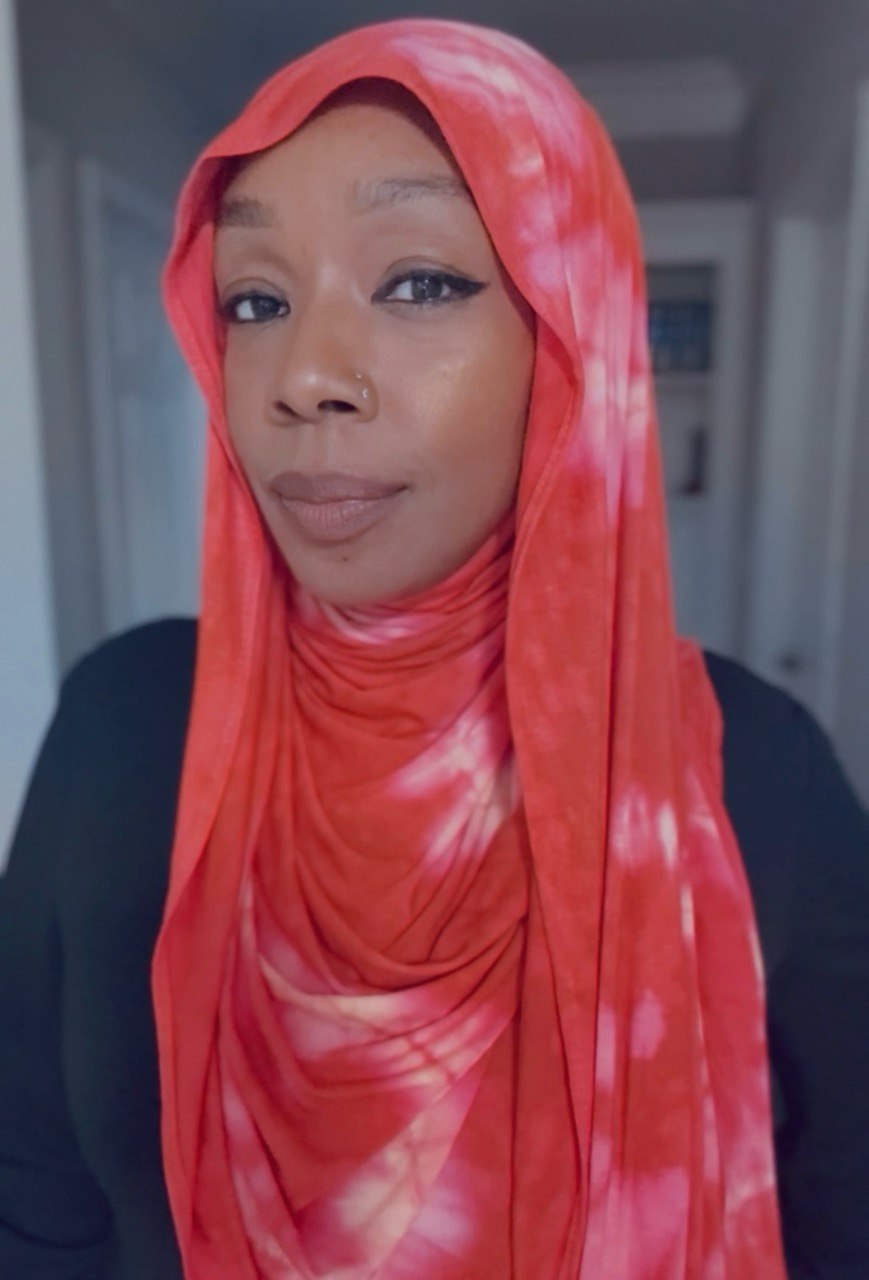 Red, Orange, Peach & Cream Hand-Dyed Jersey Knit Scarf Hijab — 33" x 70"