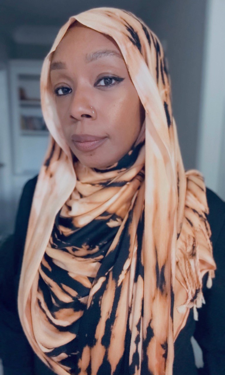 Black, Cream, Gold & Light Brown Hand-Dyed Shawl Scarf Hijab — 72" x 28" with Fringe