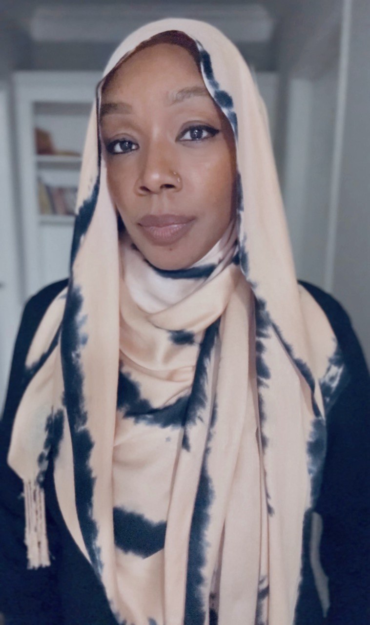 Cream & Black Striped Hand-Dyed Shawl Scarf Hijab — 72" x 28" with Fringe