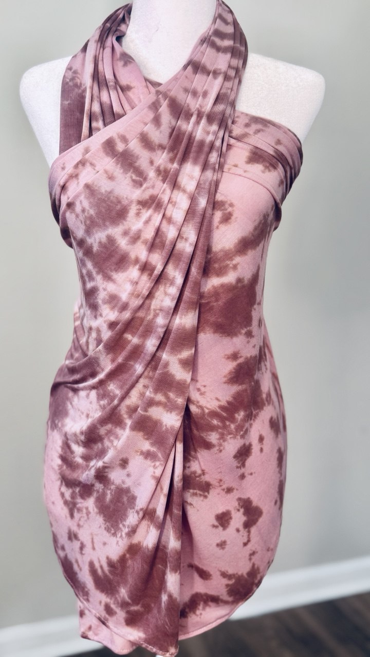 Taupe and Pink Jersey Shawl Scarf Hijab - Hand Dyed Hijab