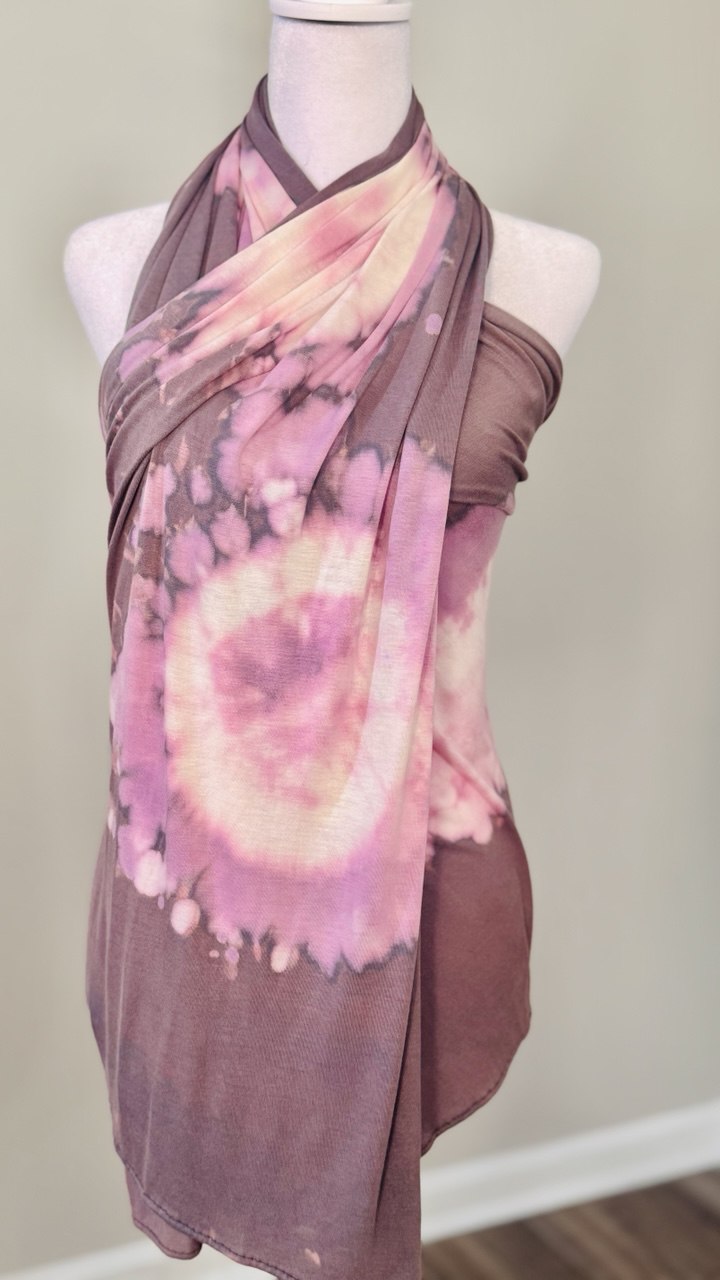 Pink Taupe and Peach Jersey Shawl Scarf Hijab - Hand Dyed Hijab